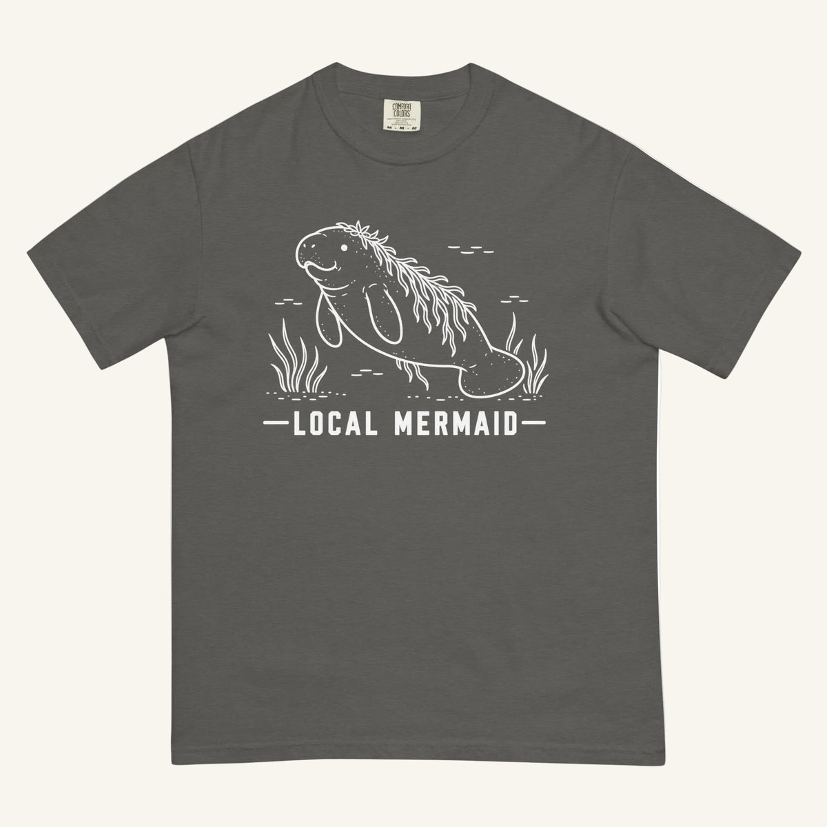Local Mermaid Florida manatee graphic t-shirt in pepper