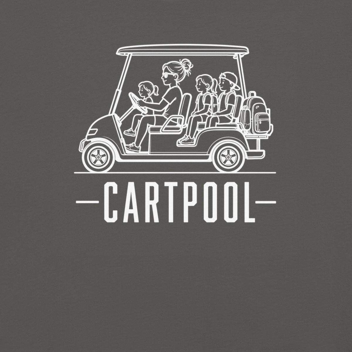 Cartpool Florida golf cart family graphic in pepper
