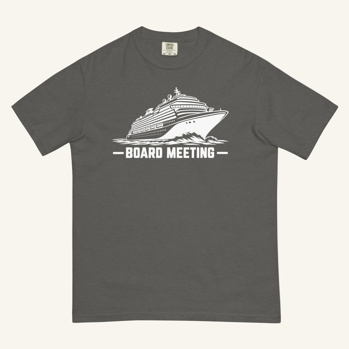 Board Meeting funny cruise ship graphic t-shirt in pepper