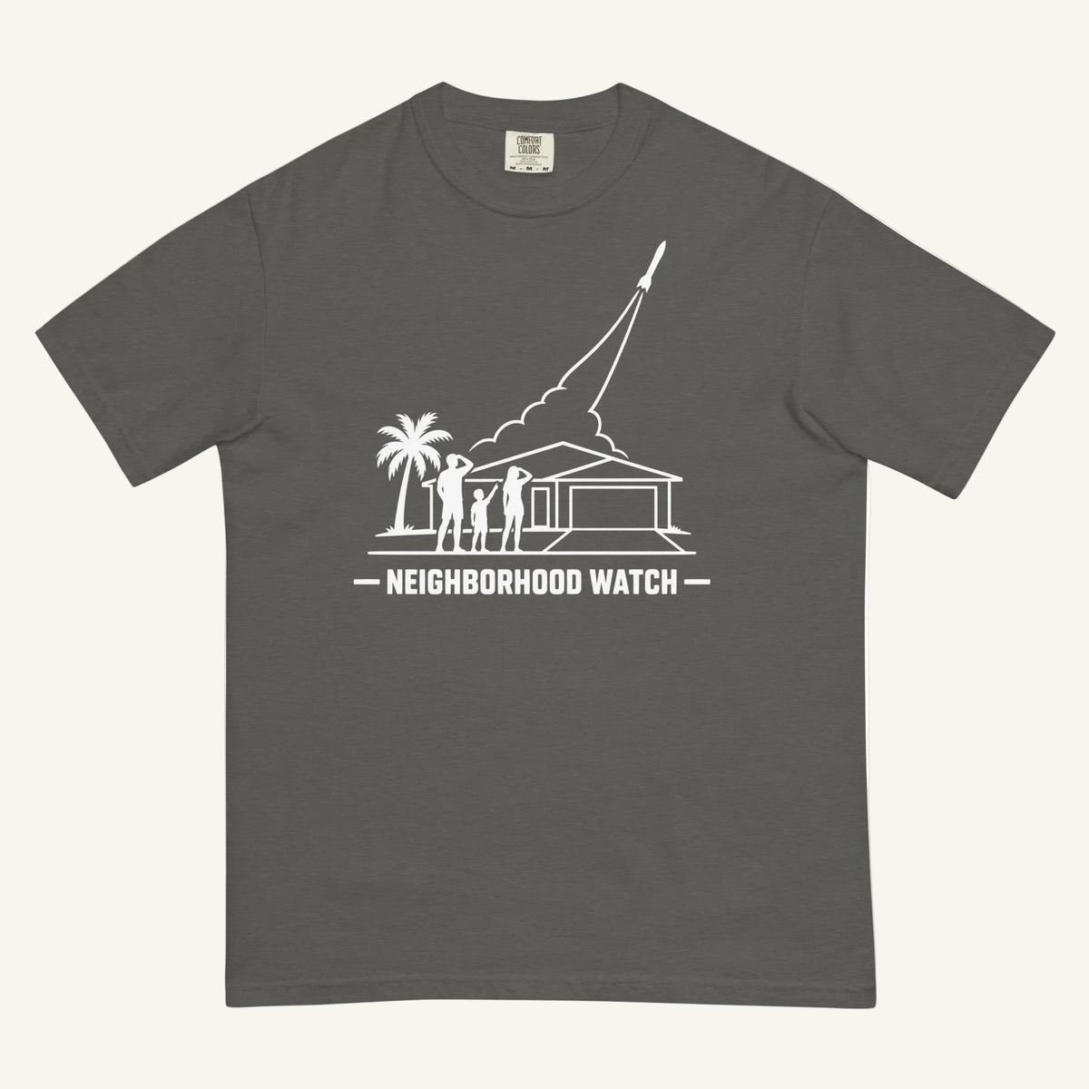 Neighborhood Watch Florida rocket launch t-shirt in pepper