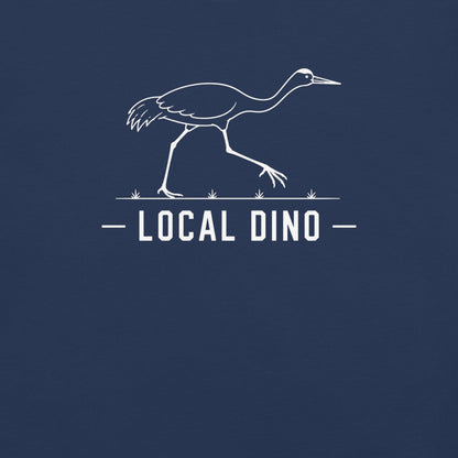 Local Dino Florida sandhill crane graphic in true navy