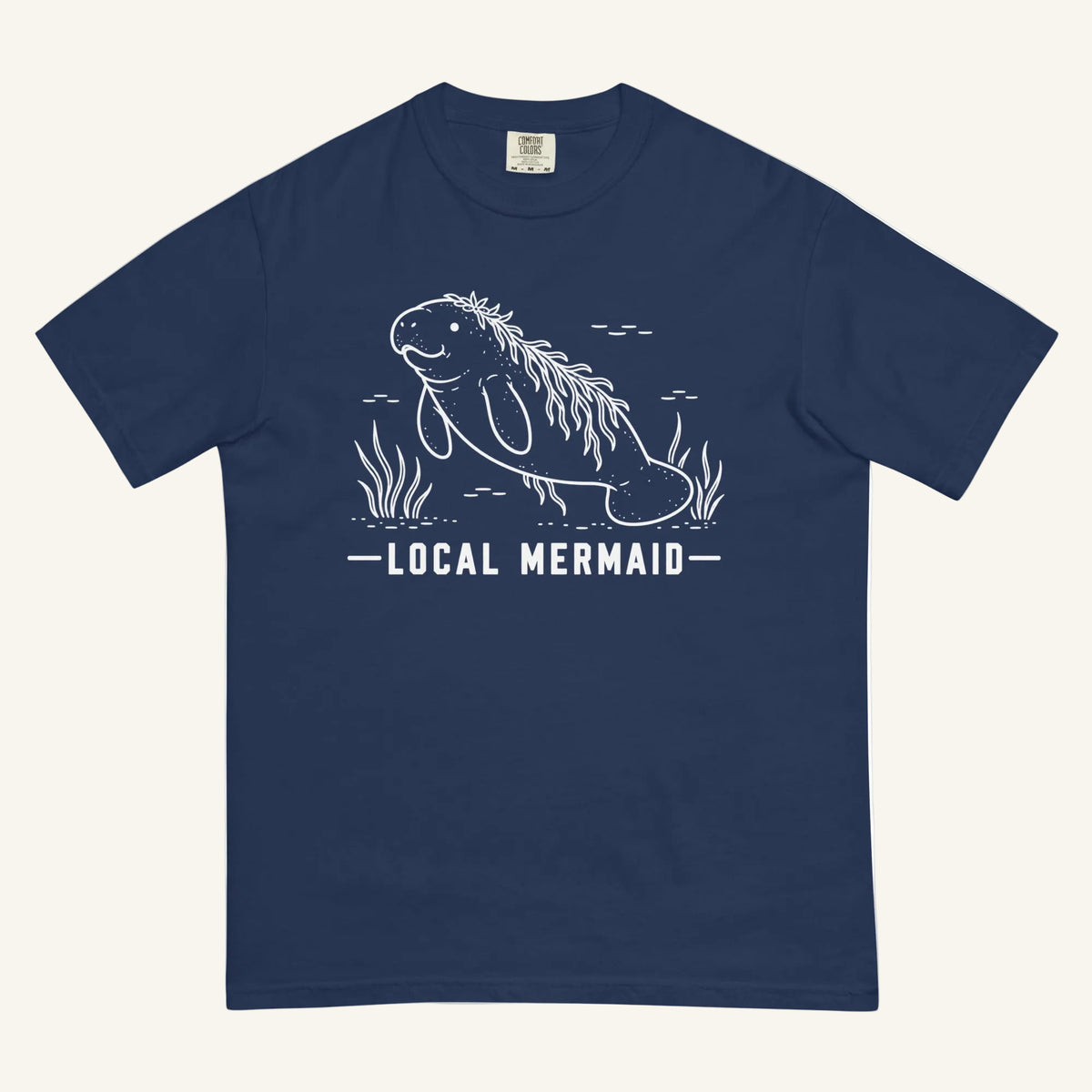 Local Mermaid Florida manatee graphic t-shirt in true navy