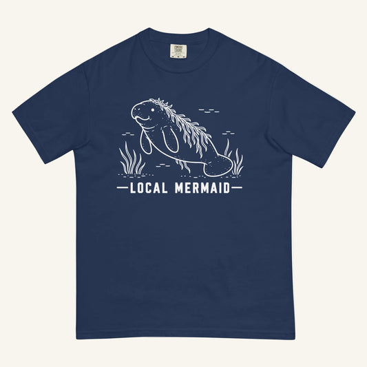 Local Mermaid Florida manatee graphic t-shirt in true navy