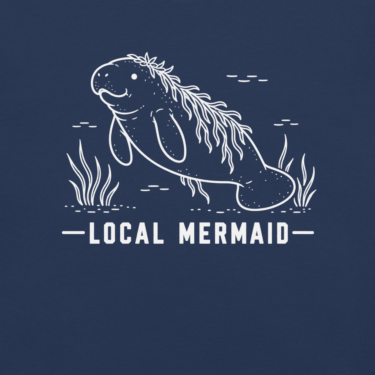 Local Mermaid Florida manatee graphic in true navy