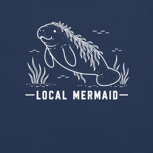 Local Mermaid Florida manatee graphic in true navy