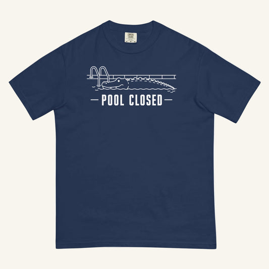 Pool Closed Florida alligator graphic t-shirt in true navy