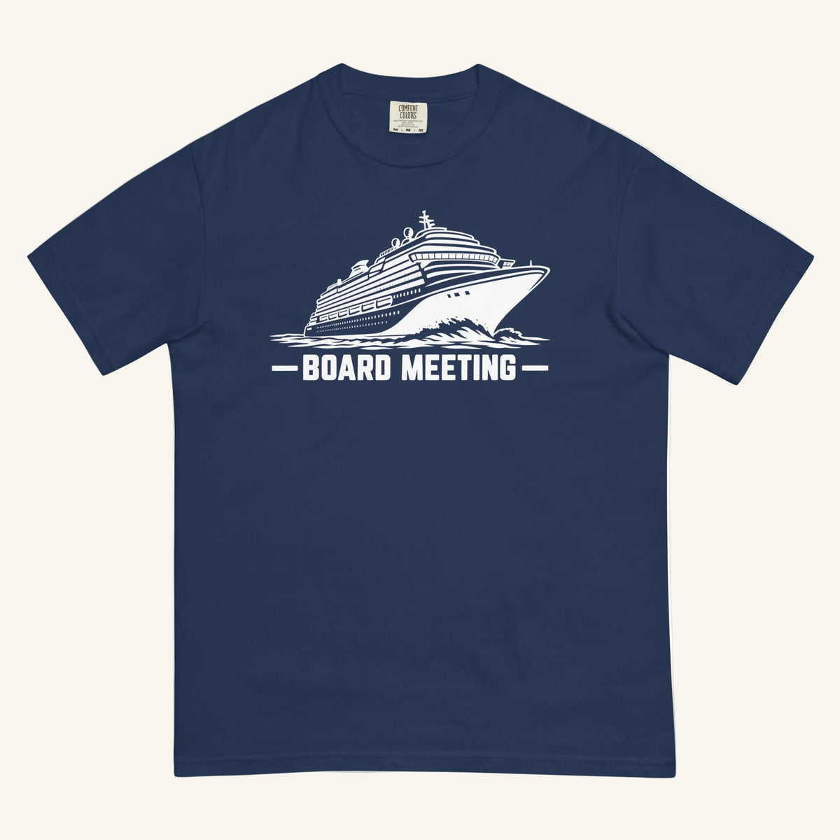 Board Meeting funny cruise ship graphic t-shirt in true navy