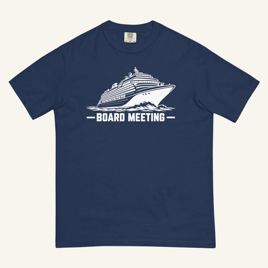 Board Meeting funny cruise ship graphic t-shirt in true navy