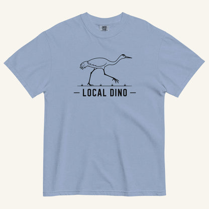 Local Dino Florida sandhill crane graphic t-shirt in washed denim
