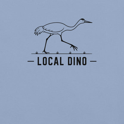 Local Dino Florida sandhill crane graphic in washed denim