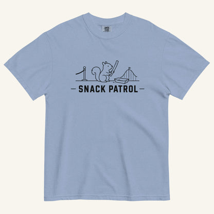 Snack Patrol Florida squirrel graphic t-shirt in washed denim