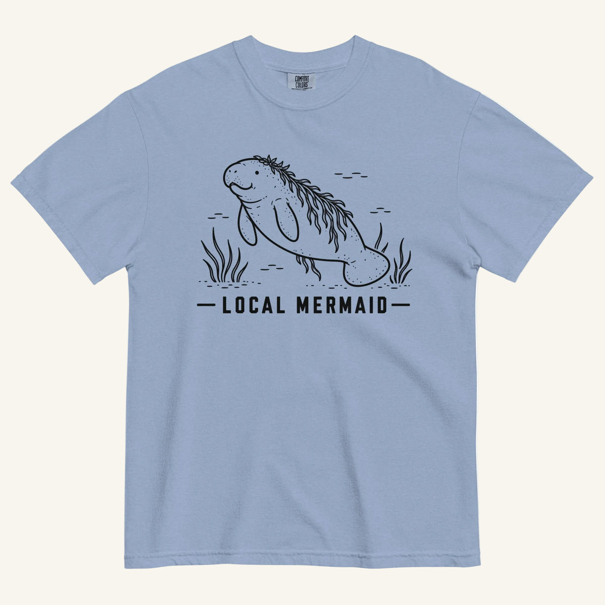 Local Mermaid Florida manatee graphic t-shirt in washed denim