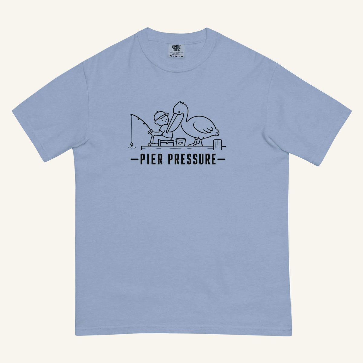 Pier Pressure Florida coastal wildlife graphic t-shirt in washed denim