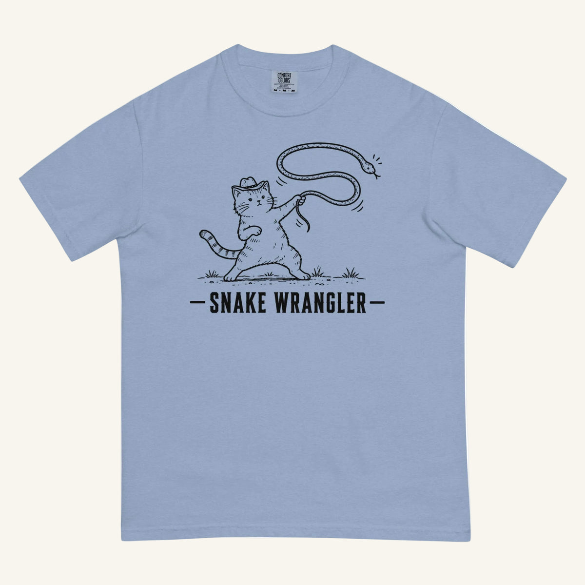 Snake Wrangler Florida snake graphic t-shirt in washed denim