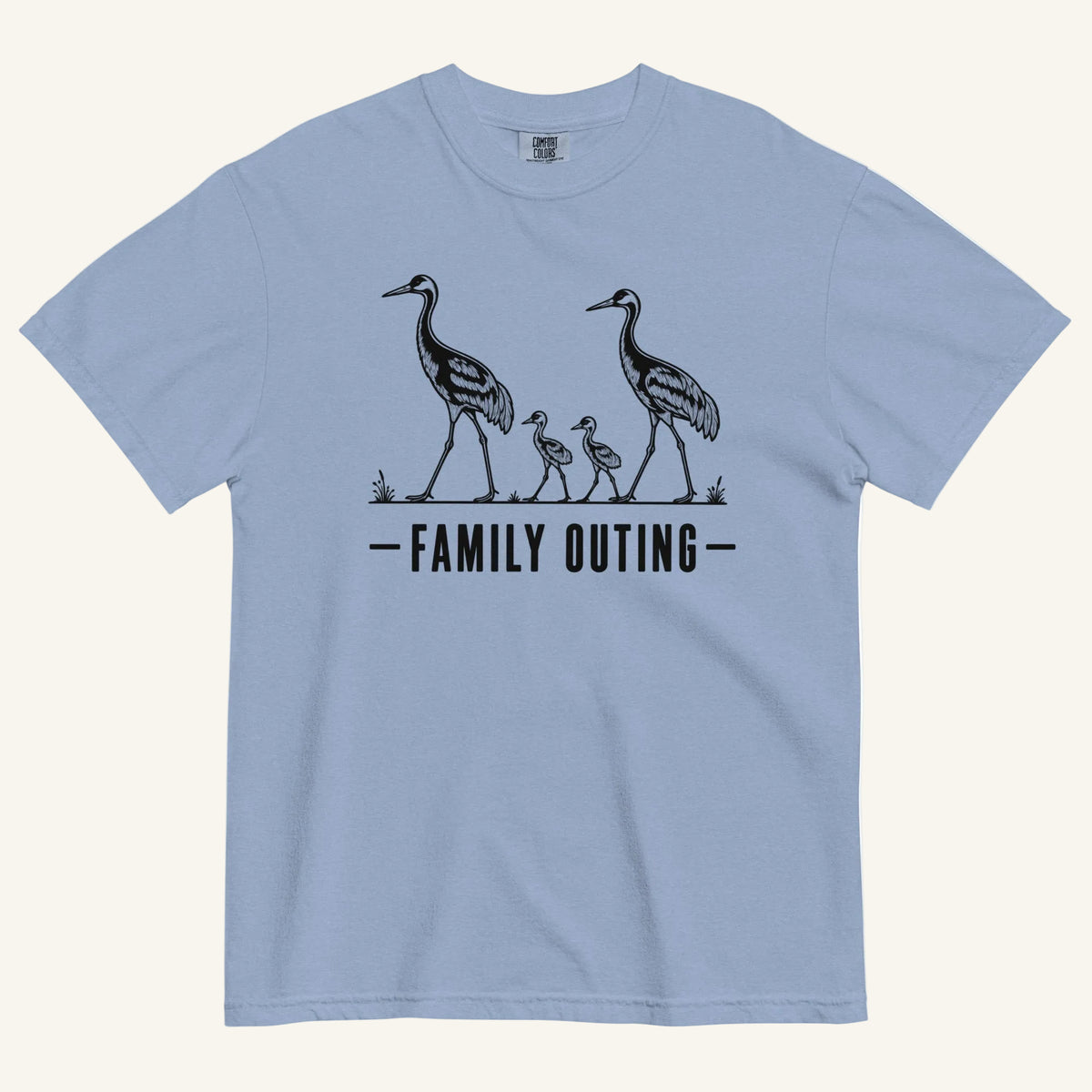 Family Outing Florida sandhill crane graphic t-shirt in washed denim