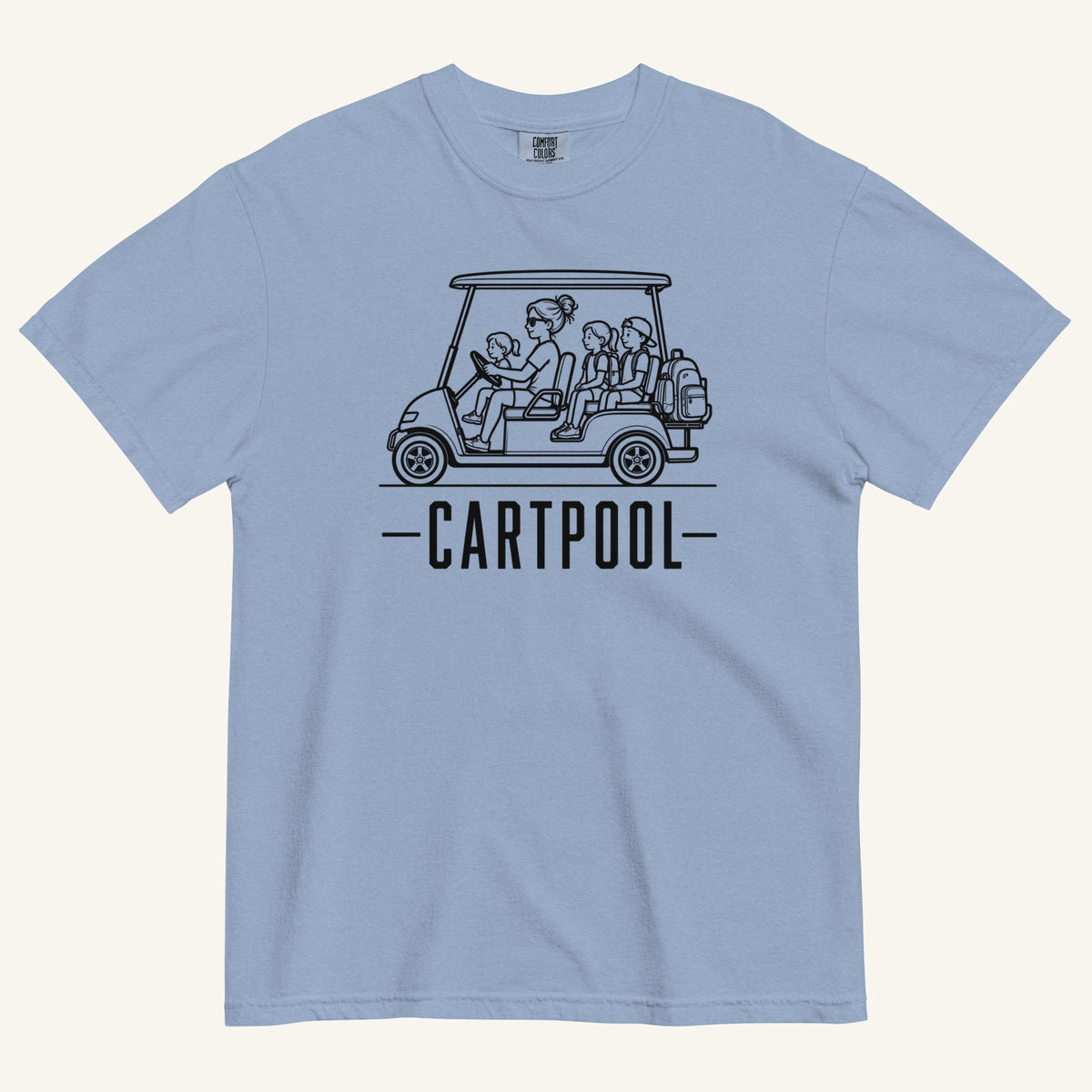 Cartpool Florida golf cart family graphic t-shirt in washed denim