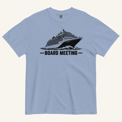 Board Meeting funny cruise ship graphic t-shirt in washed denim