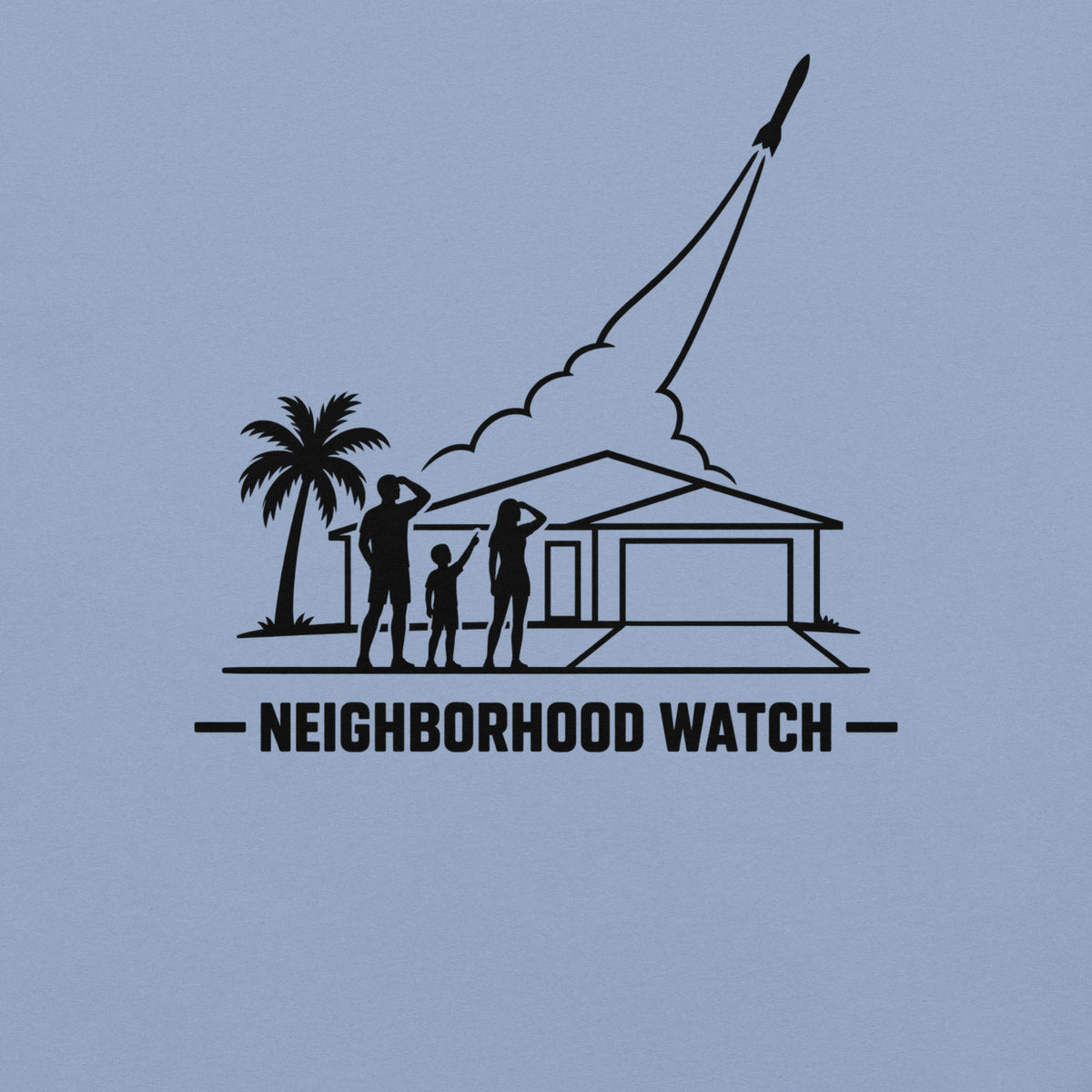 Neighborhood Watch Florida rocket launch in washed denim