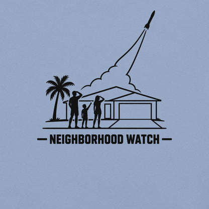 Neighborhood Watch Florida rocket launch in washed denim
