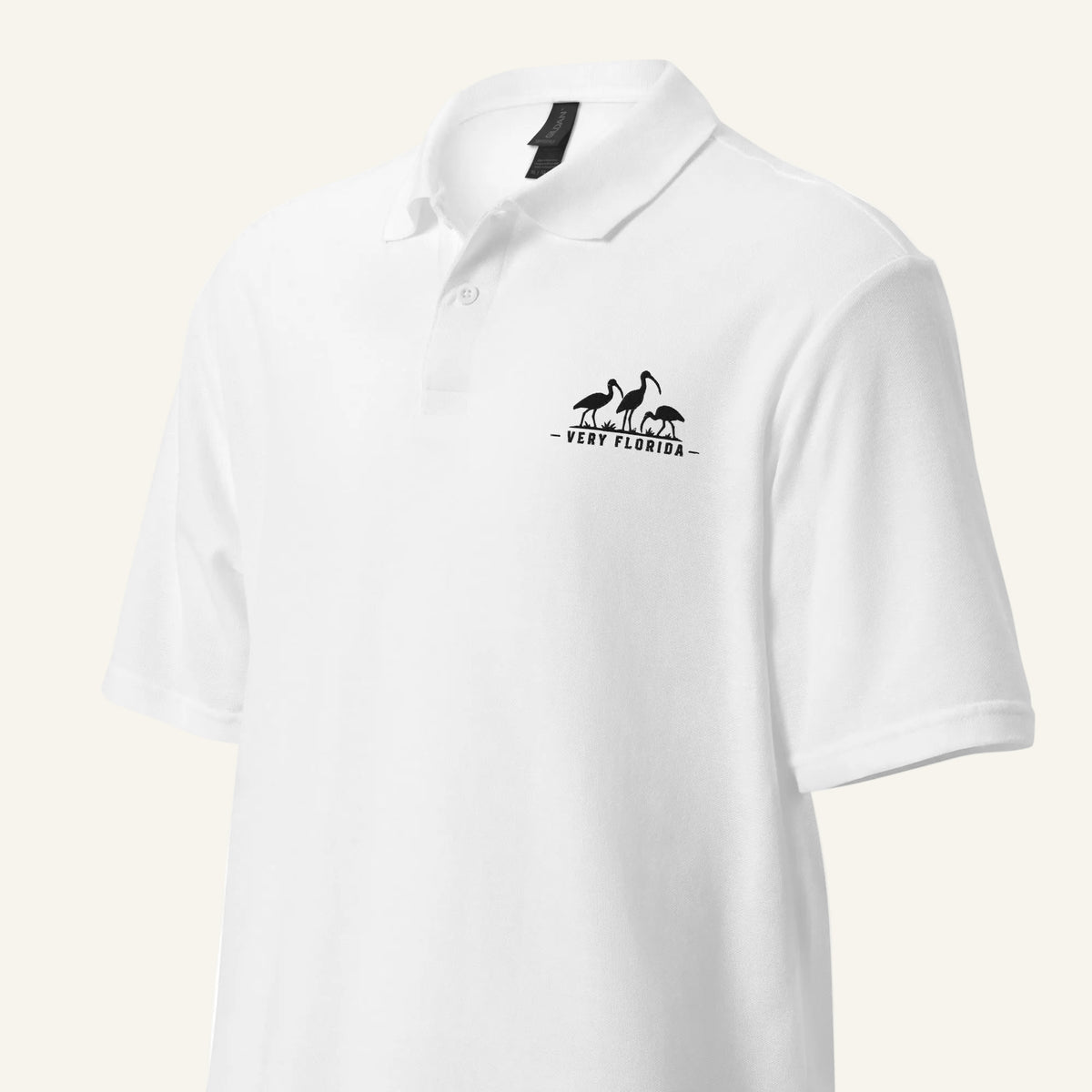 Very Florida Ibis Trio Golf Polo in white