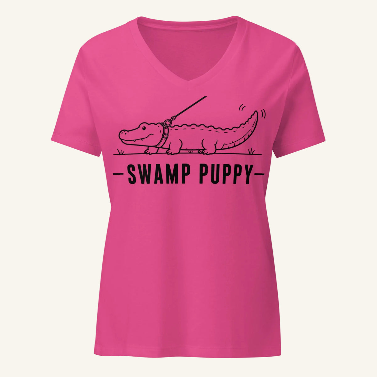 Swamp Puppy Florida alligator graphic v-neck in berry