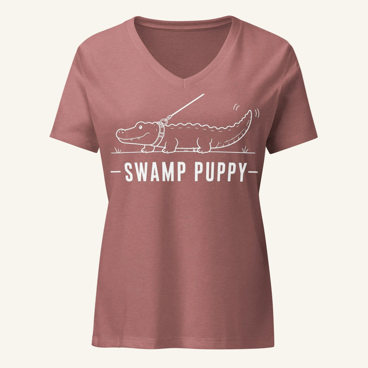 Swamp Puppy Florida alligator graphic v-neck in heather mauve