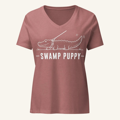 Swamp Puppy Florida alligator graphic v-neck in heather mauve