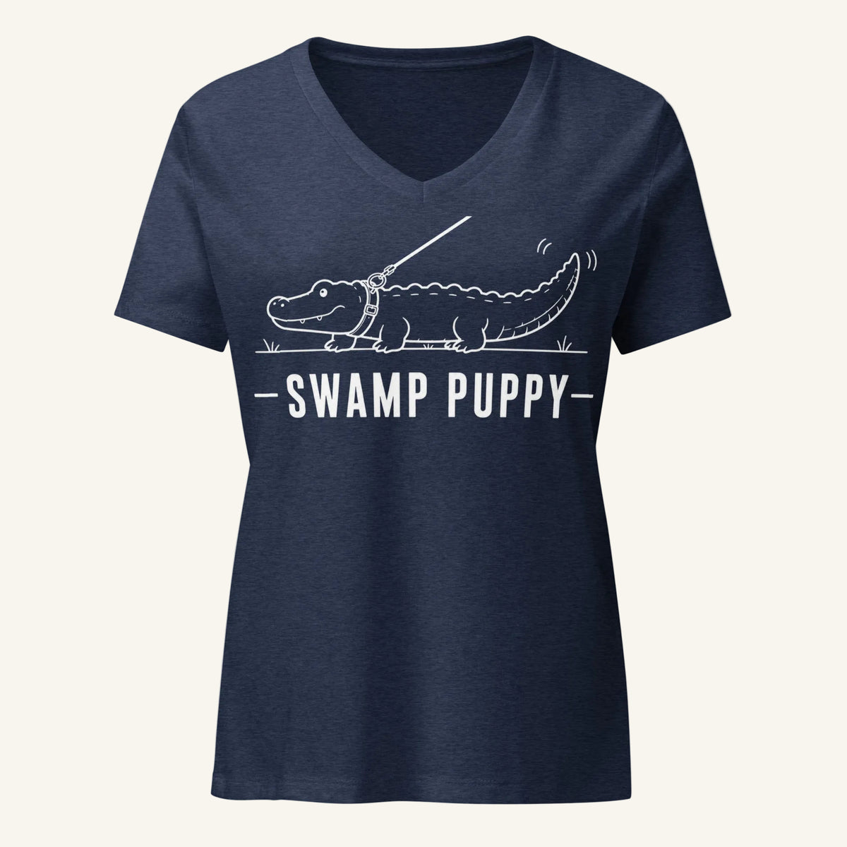 Swamp Puppy Florida alligator graphic v-neck in heather navy