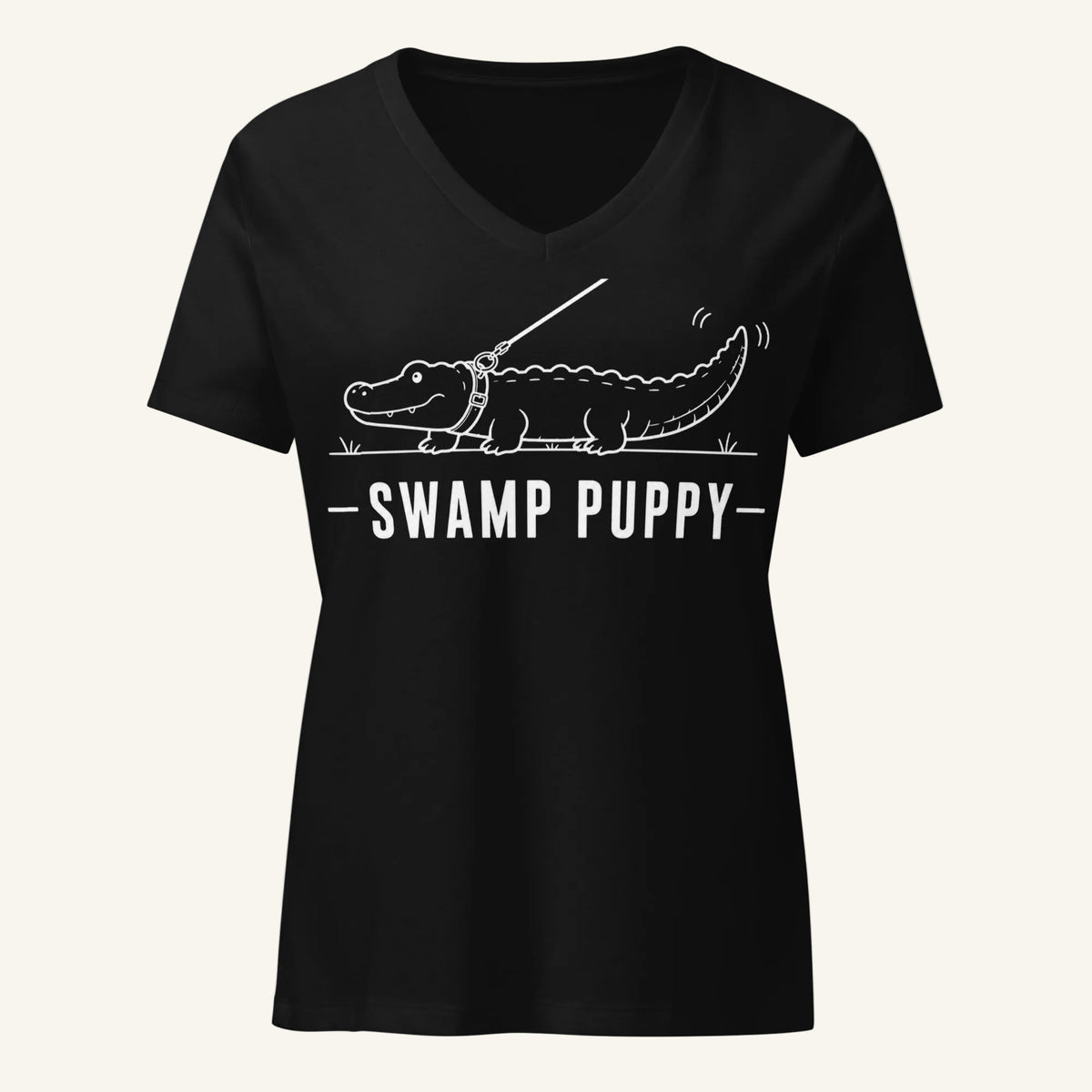Swamp Puppy Florida alligator graphic v-neck in black