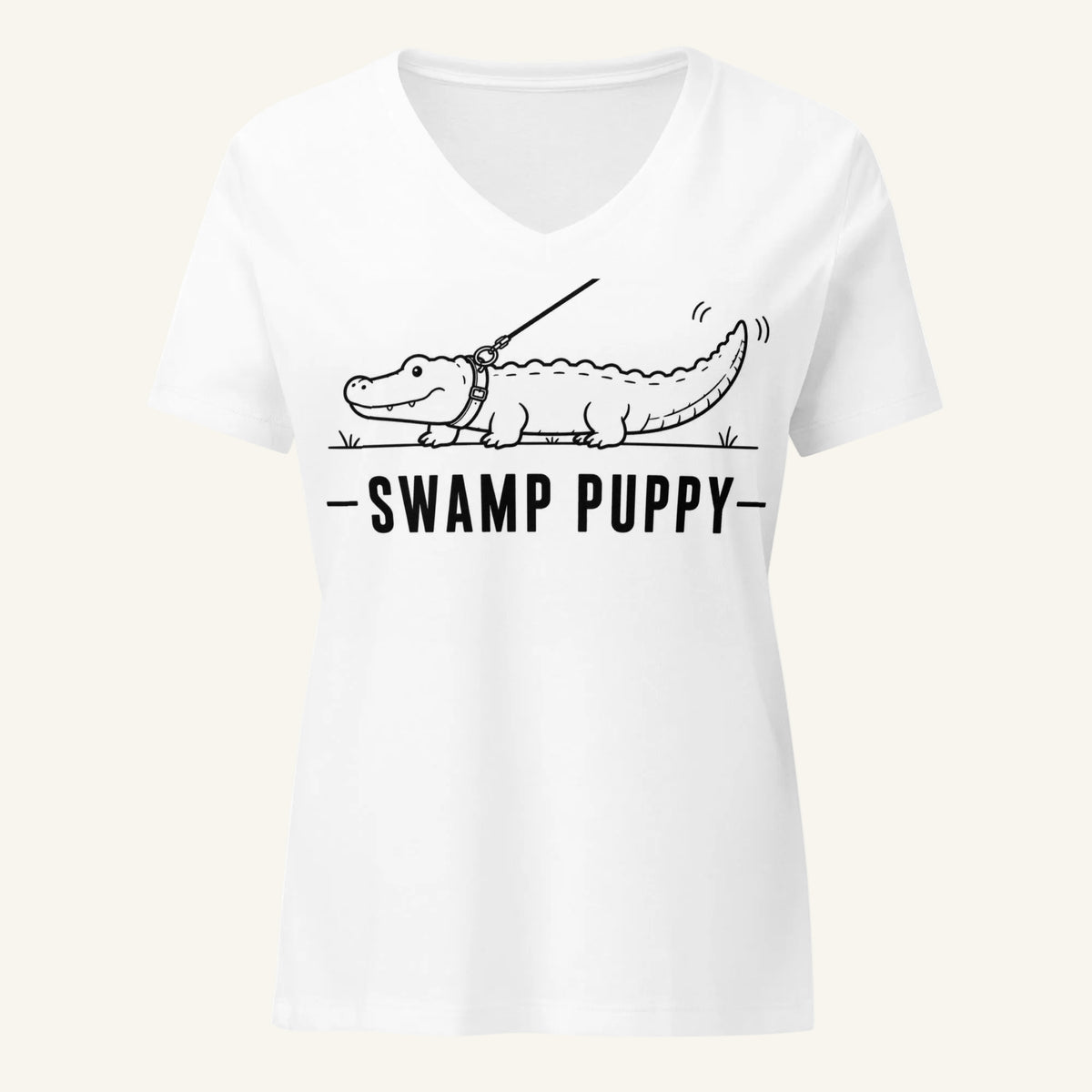 Swamp Puppy Florida alligator graphic v-neck in white