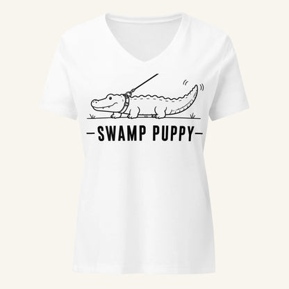 Swamp Puppy Florida alligator graphic v-neck in white