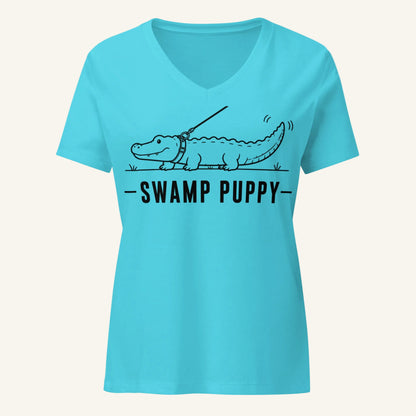 Swamp Puppy Florida alligator graphic v-neck in turquoise